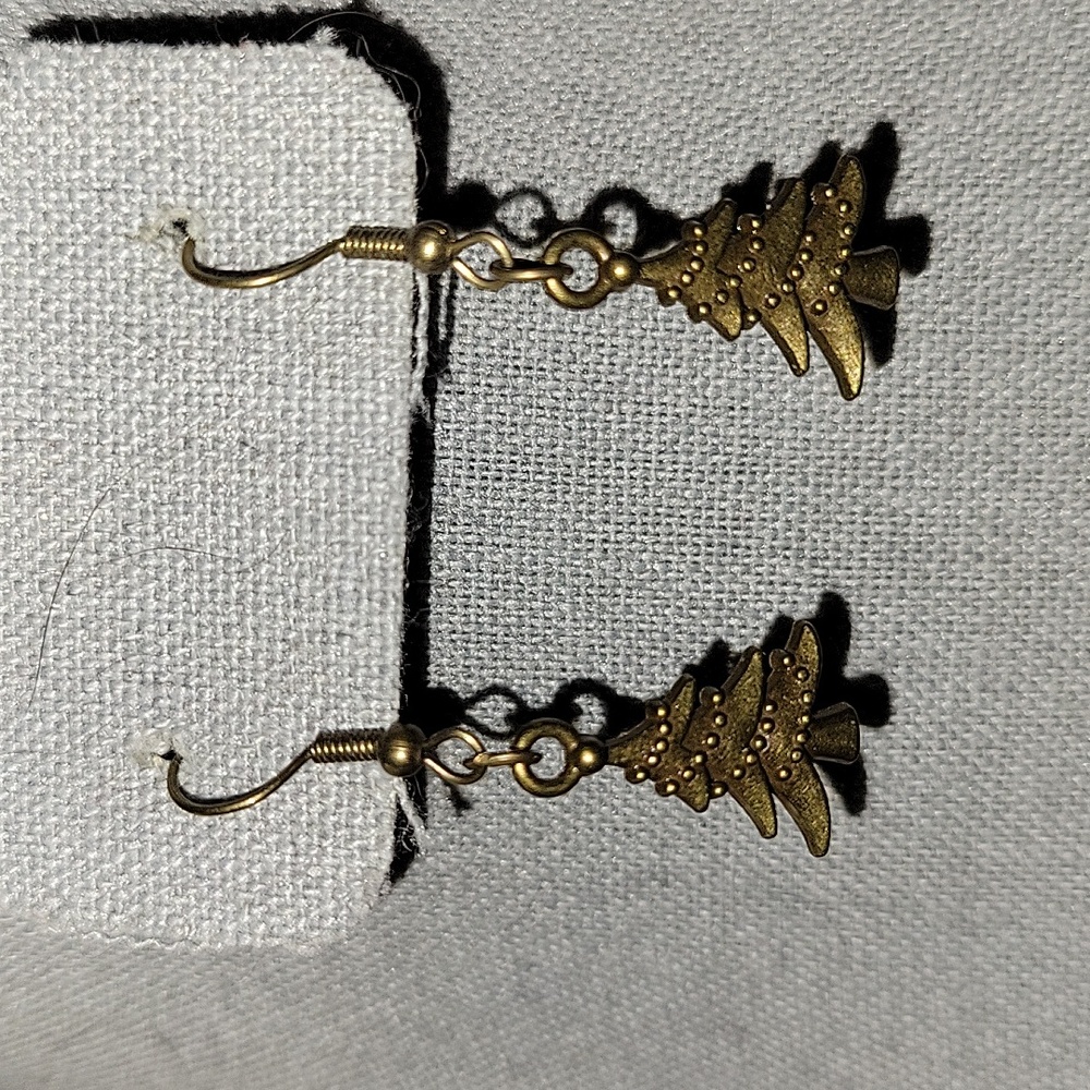 Bronzetone Christmas Tree Earrings